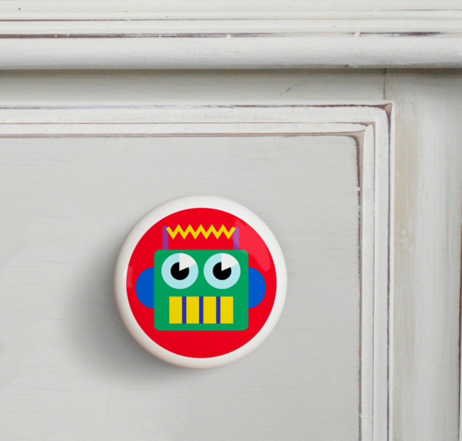 Red - Robots Small Ceramics Kids Drawer Knob by Olive Kids from Art Appeel