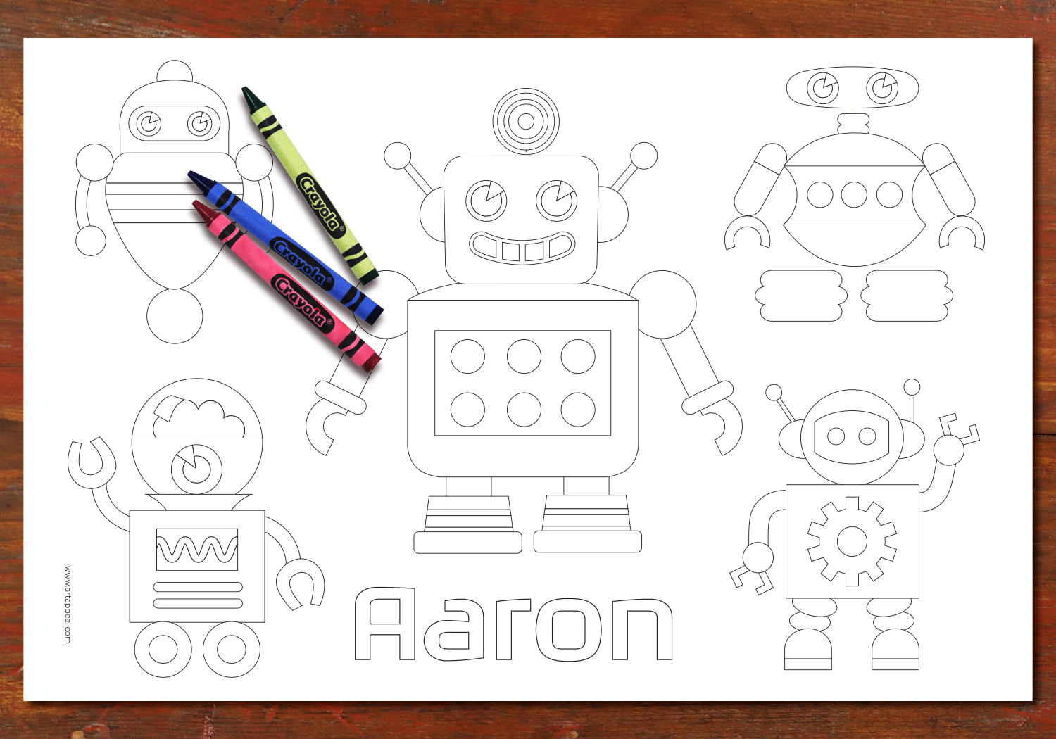 Personalized Coloring Pages Placemat Boys Set