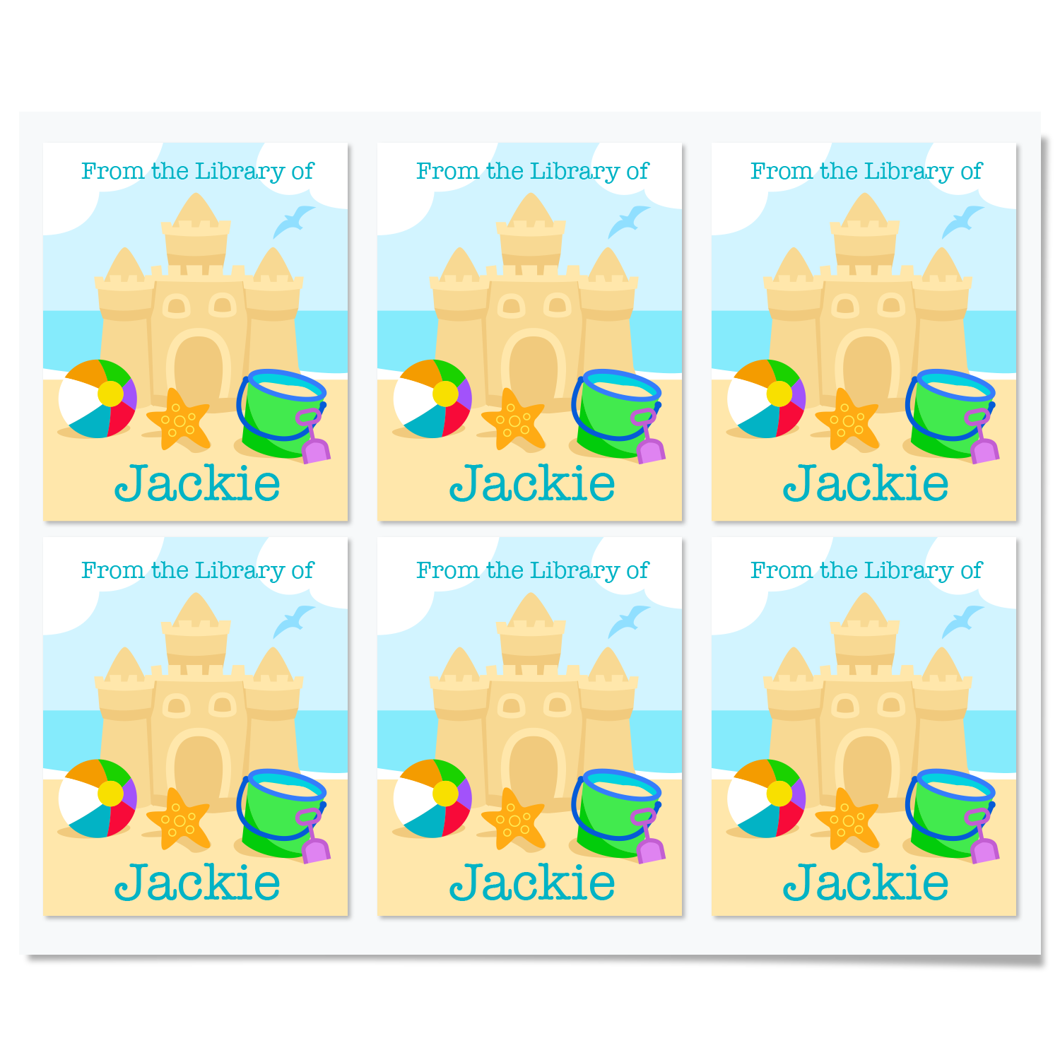Summer Beach Personalized Bookplates