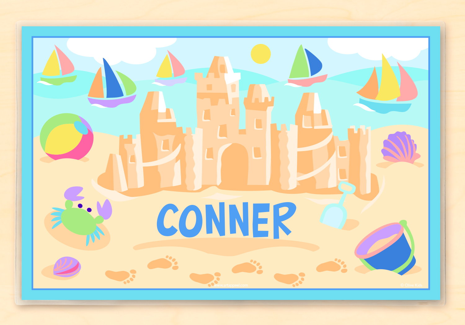 Summer Sandcastle Boys Personalized Kids Placemat