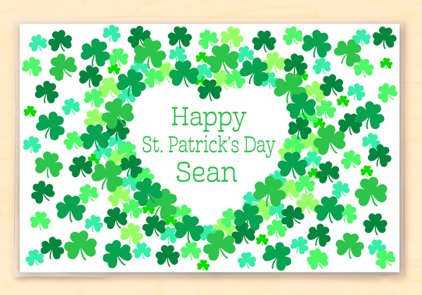 St. Patrick’s Day Shamrocks Personalized kids Placemat