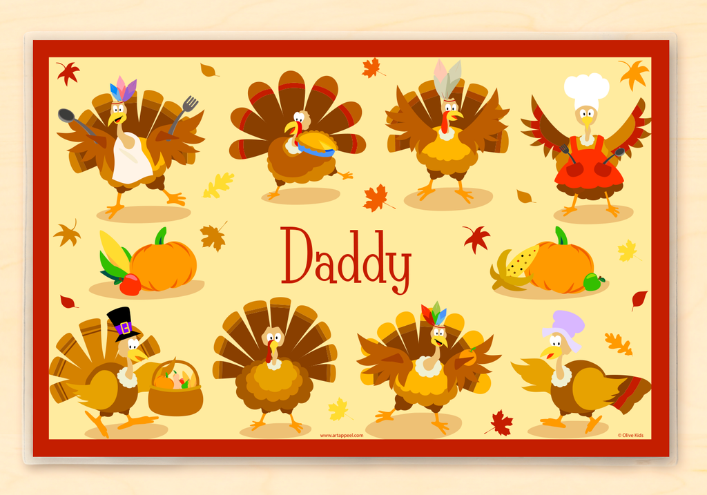 Thanksgiving Turkeys Personalized Kids Placemat by Olive Kids