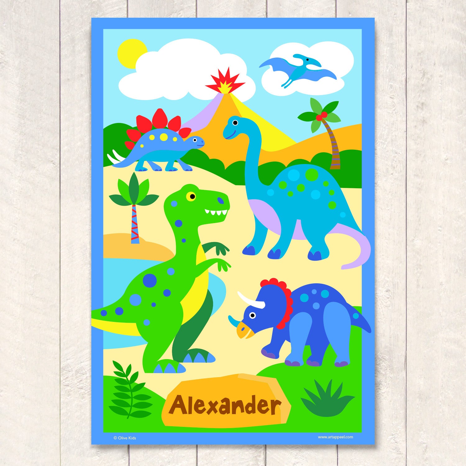 Dinosaur Land Personalized Art Print