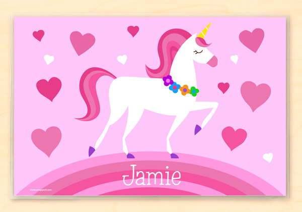 Unicorn Hearts Personalized Placemat