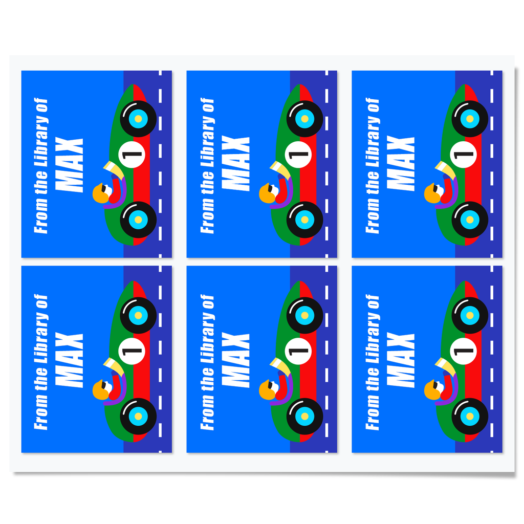 Race Car Vroom Personalized Bookplates