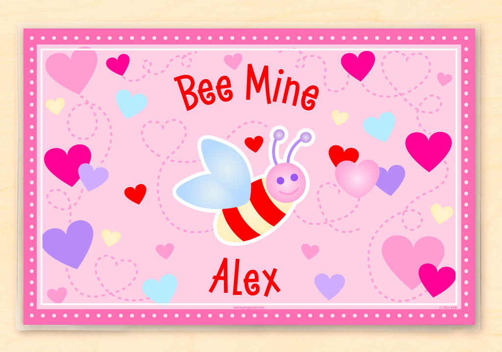 Valentine's Day Bee Mine Personalized Kids Placemat by Olive Kids