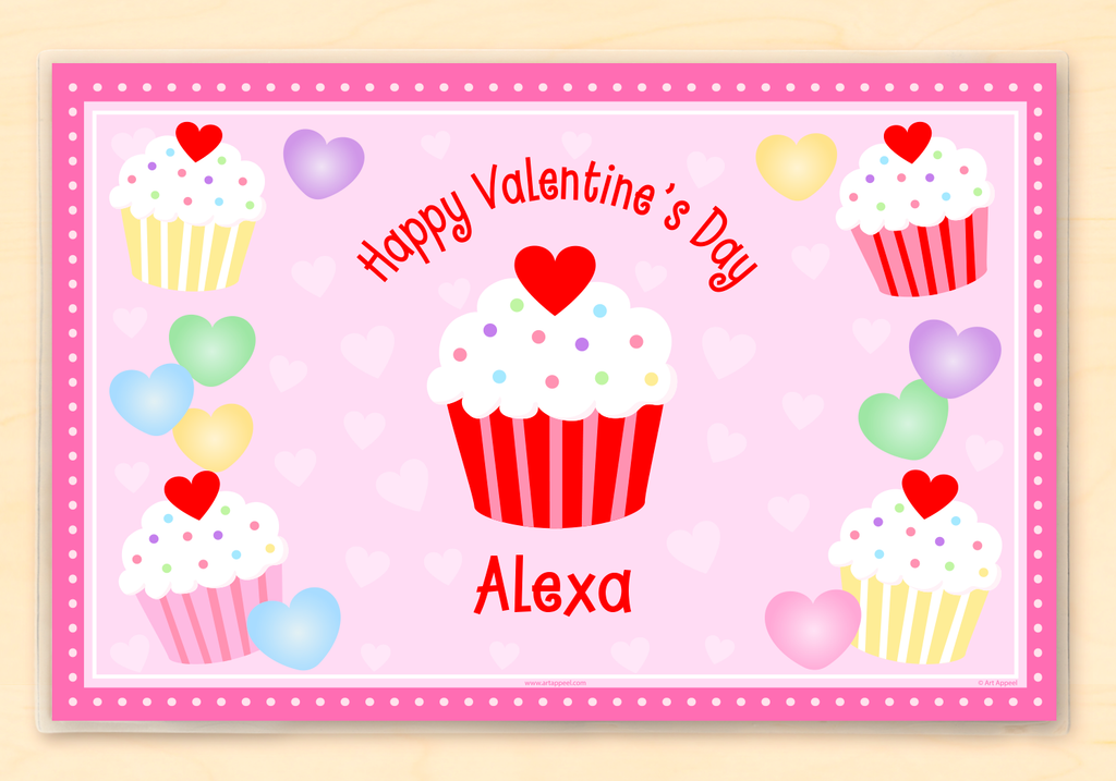Valentine's Day Cupcakes Personalized Kids Placemat by Olive Kids