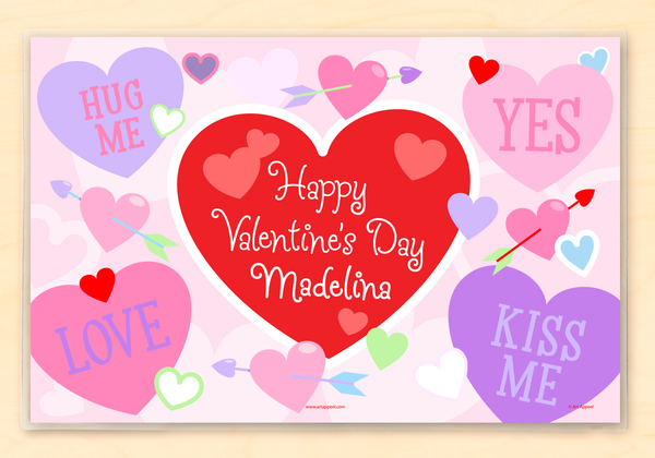 Valentine's Day Hearts Personalized Kids Placemat by Olive Kids