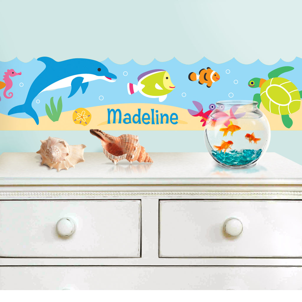 Ocean Personalized Kids Peel & Stick Decal Wall Border