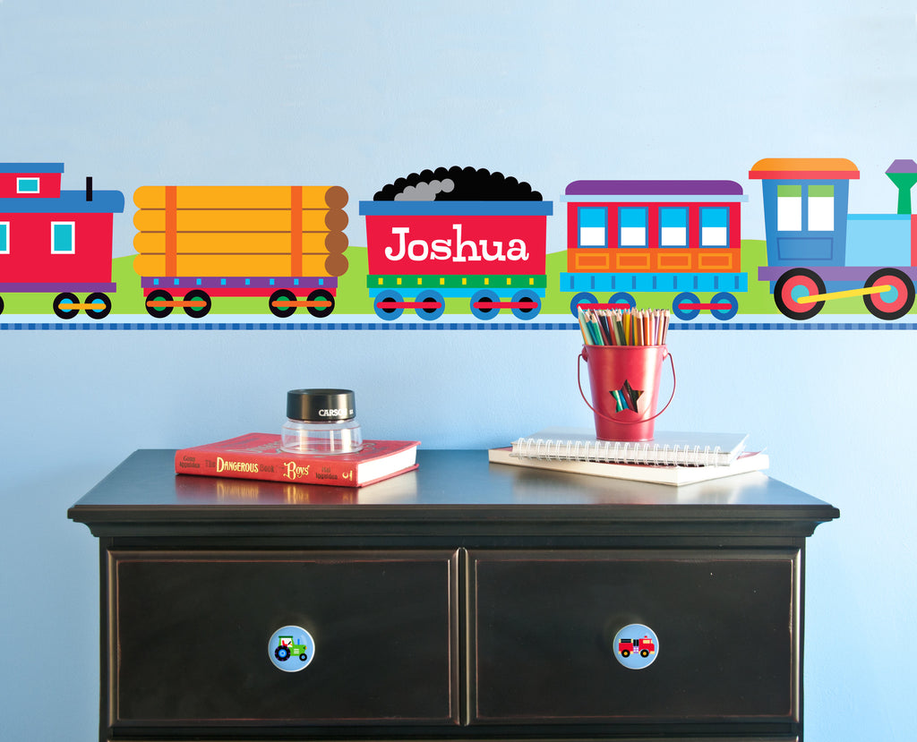 Train Personalized Kids Peel & Stick Decal Wall Border