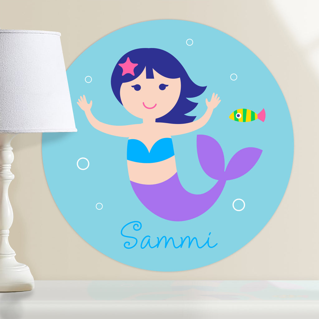 Mermaids (Light Skin, Dark Hair) Personalized Kids Wall Dotz Decal