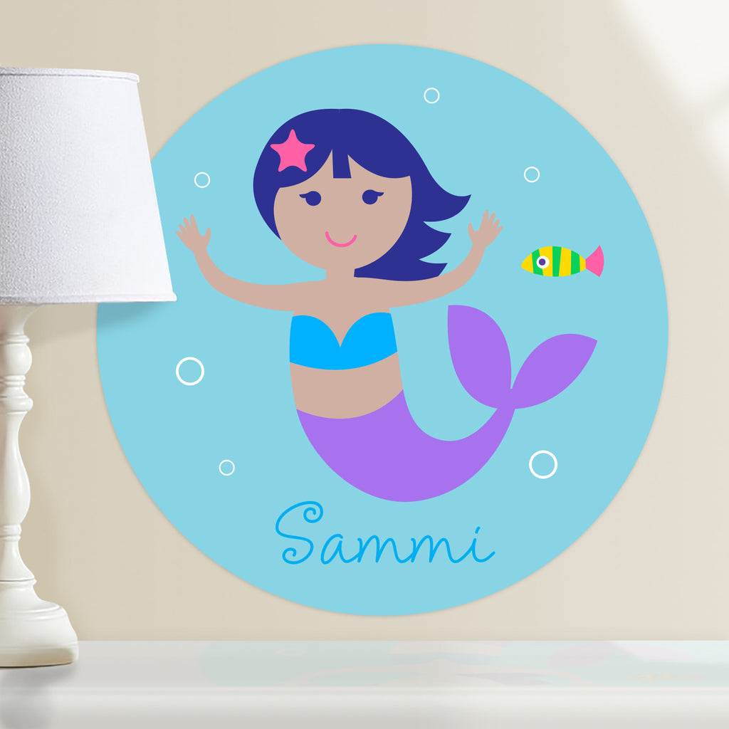 Mermaids (Dark Skin, Dark Hair) Personalized Kids Wall Dotz Decal