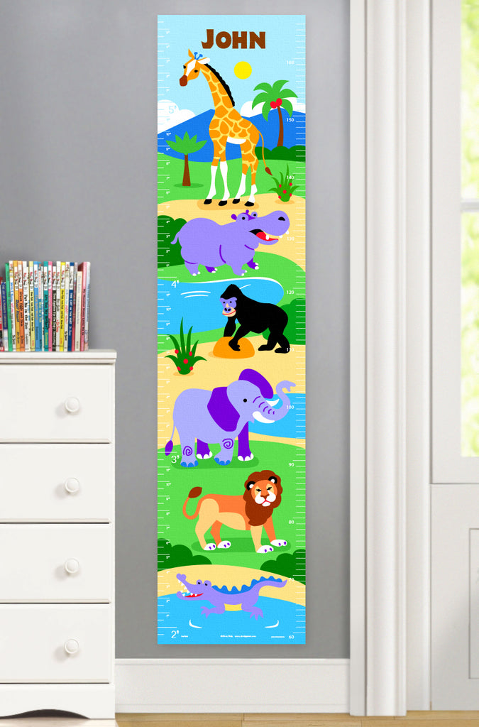 Wild Animals Personalized Kids Canvas Growth Chart by Olive Kids