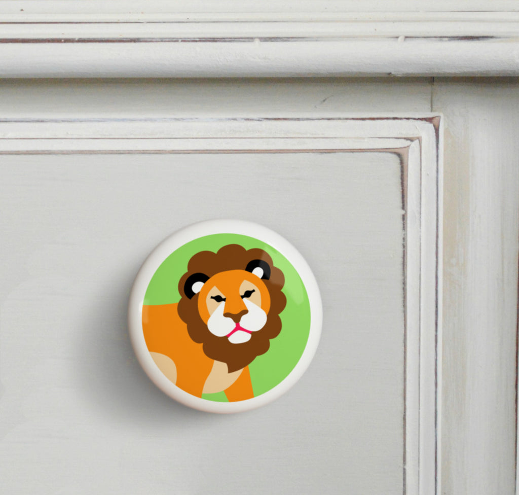 Lion - Wild Animals Small Ceramics Kids Drawer Knob by Olive Kids from Art Appeel