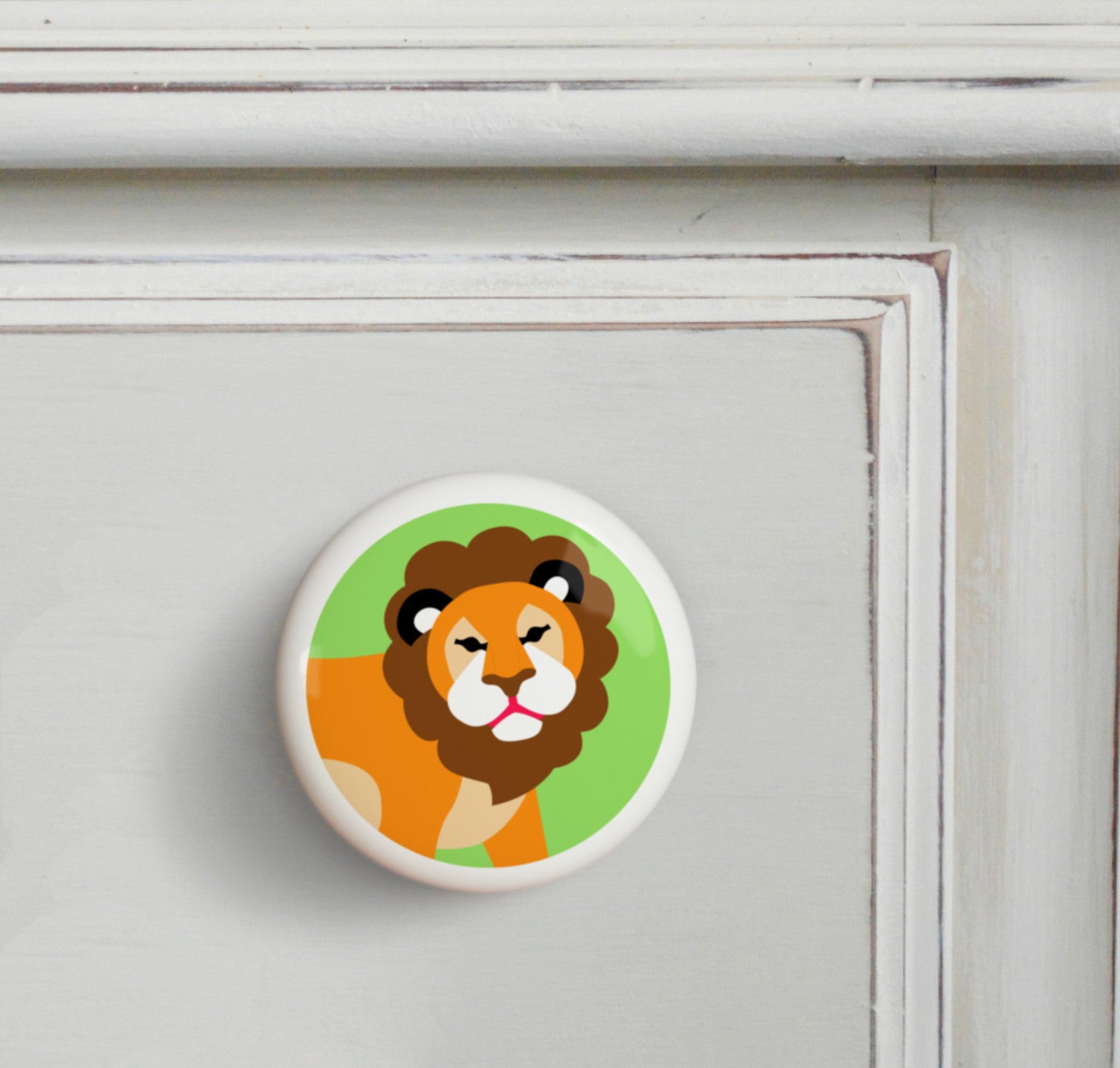 Lion - Wild Animals Small Ceramics Kids Drawer Knob by Olive Kids from Art Appeel