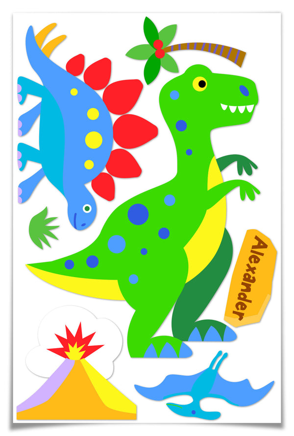 Dinosaur Land Personalized Jumbo Peel & Stick Kids Wall Decal