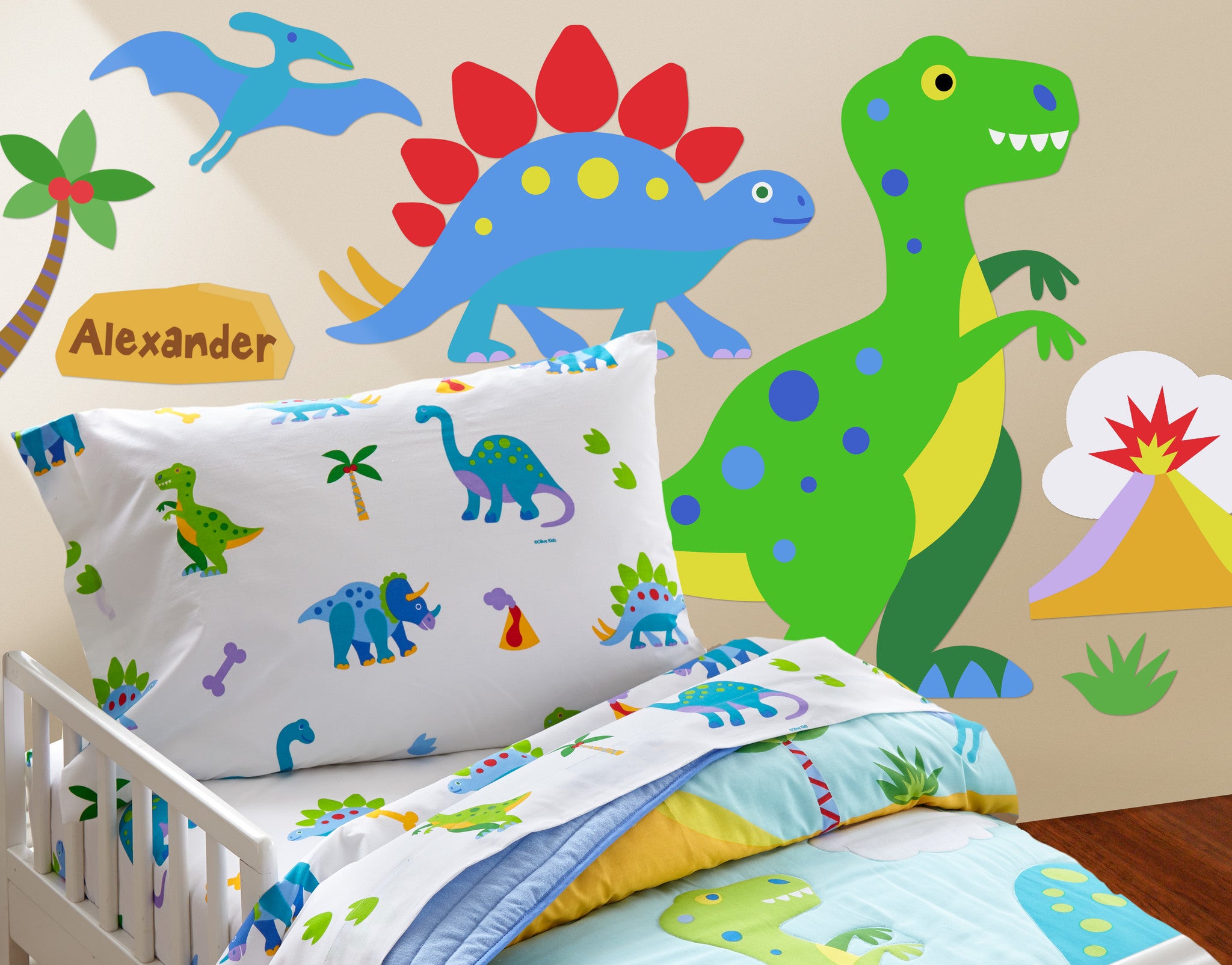Dinosaur Land Personalized Jumbo Peel & Stick Kids Wall Decal
