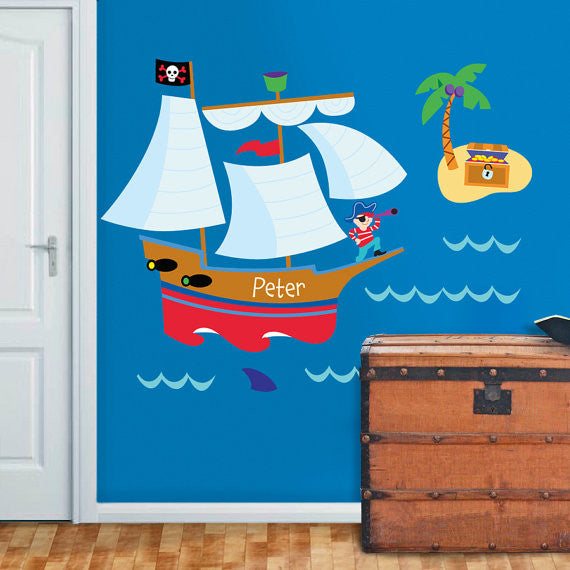 Pirates Personalized Kids Jumbo Peel & Stick Wall Decal