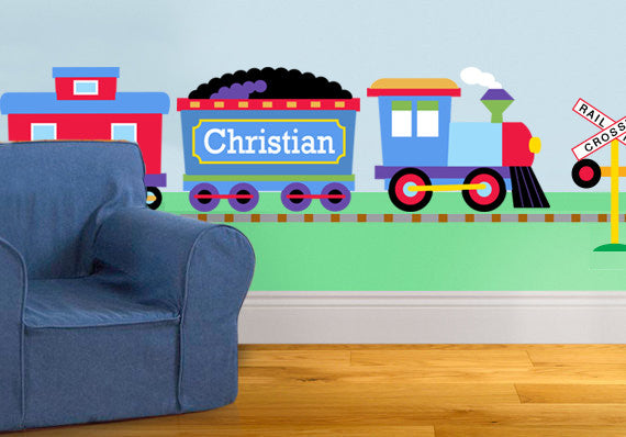 Trains, Planes & Trucks Personalized Jumbo Peel & Stick Kids Wall Decal