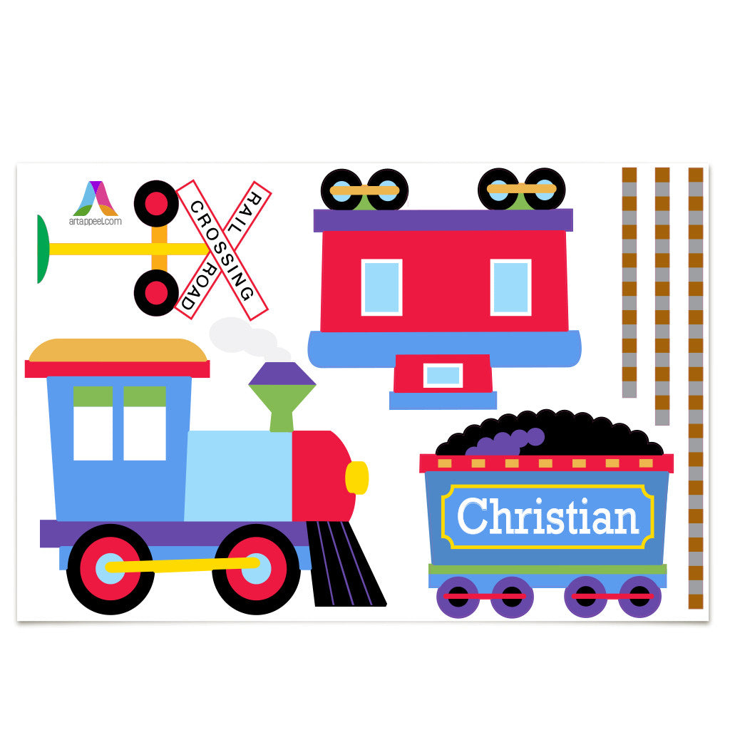 Trains, Planes & Trucks Personalized Jumbo Peel & Stick Kids Wall Decal