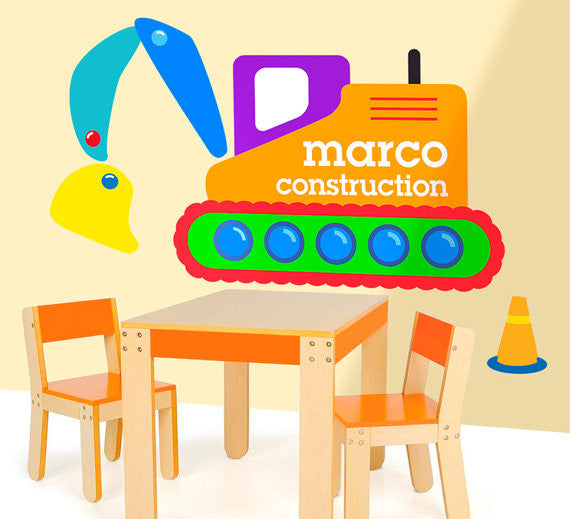 Under Construction Personalized Jumbo Peel & Stick Kids Wall Decal