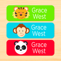 Zoo Animals Personalized Rectangle Kids Waterproof Labels
