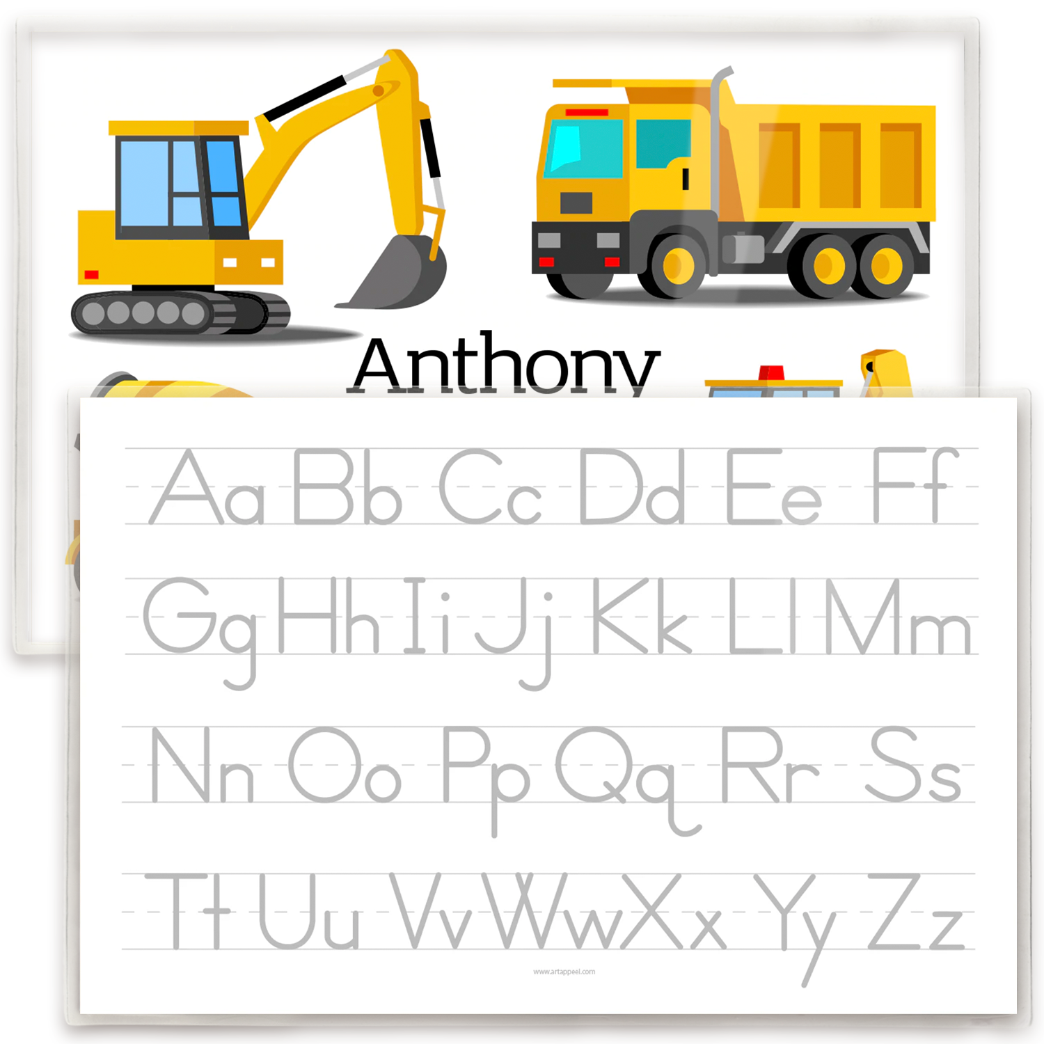 Construction Vehicles Personalized Kids Placemat
