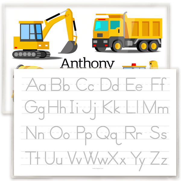 Construction Vehicles Personalized Kids Placemat